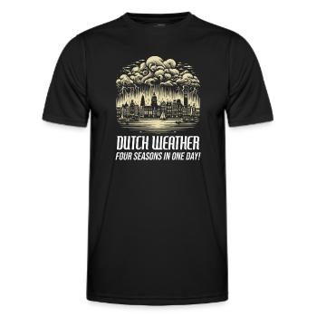 Embrassez l’imprévisible : la fantaisie de la météo néerlandaise - T-shirt sport Homme - noir - Devant - AI Model Male 178 dark (178cm)