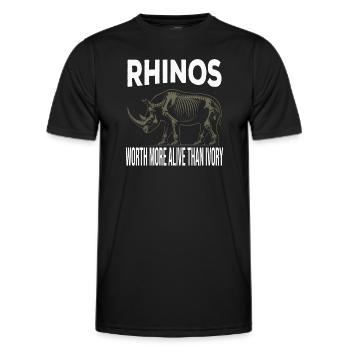 Nashörner, lebend mehr wert als Elfenbein - Männer Funktions-T-Shirt - Schwarz - Vorne - AI Model Male 178 dark (178cm)