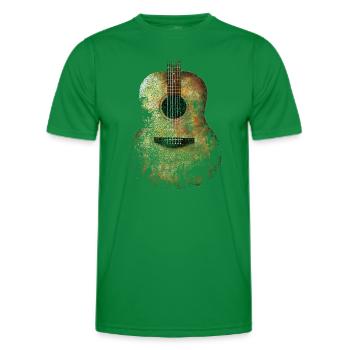 GUITARE ACOUSTIQUE VINTAGE EN DÉTRESSE ROCK AND ROLL - T-shirt sport Homme - vert - Devant - AI Model Male 178 dark (178cm)
