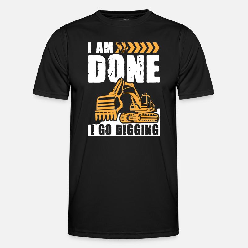 I Go Digging Excavator - Men's Functional T-Shirt - black