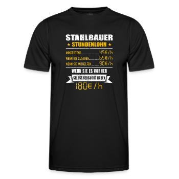 Stahlbauer Stundenlohn Metallbauer - Männer Funktions-T-Shirt - Schwarz - Vorne - AI Model Male 178 dark (178cm)