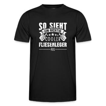Fliesenleger - Männer Funktions-T-Shirt - Schwarz - Vorne - AI Model Male 178 dark (178cm)