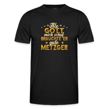 Metzger Gott mich schuf - Männer Funktions-T-Shirt - Schwarz - Vorne - AI Model Male 178 dark (178cm)