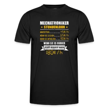Mechatroniker Stundenlohn Mechaniker - Männer Funktions-T-Shirt - Schwarz - Vorne - AI Model Male 178 dark (178cm)