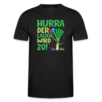 Hurra der Lauch wird 20 - Männer Funktions-T-Shirt - Schwarz - Vorne - AI Model Male 178 dark (178cm)