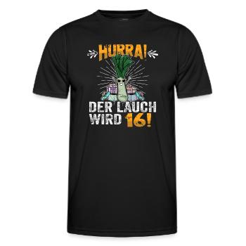 Hurra der Lauch wird 16 - Männer Funktions-T-Shirt - Schwarz - Vorne - AI Model Male 178 dark (178cm)