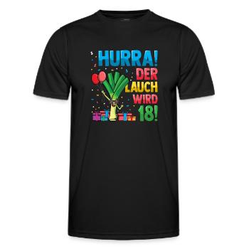Hurra der Lauch wird 18 - Männer Funktions-T-Shirt - Schwarz - Vorne - AI Model Male 178 dark (178cm)
