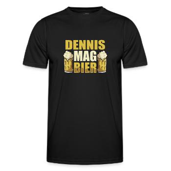 Dennis mag Bier Name Geburtstag - Männer Funktions-T-Shirt - Schwarz - Vorne - AI Model Male 178 dark (178cm)