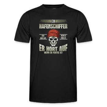 Hafenschiffer hört auf wenn er fertig ist - Männer Funktions-T-Shirt - Schwarz - Vorne - AI Model Male 178 dark (178cm)