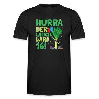 Hurra der Lauch wird 16 - Männer Funktions-T-Shirt - Schwarz - Vorne - AI Model Male 178 dark (178cm)