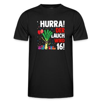Hurra der Lauch wird 16 - Männer Funktions-T-Shirt - Schwarz - Vorne - AI Model Male 178 dark (178cm)