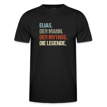 Elias der Mann der Mythos die Legende - Männer Funktions-T-Shirt - Schwarz - Vorne - AI Model Male 178 dark (178cm)
