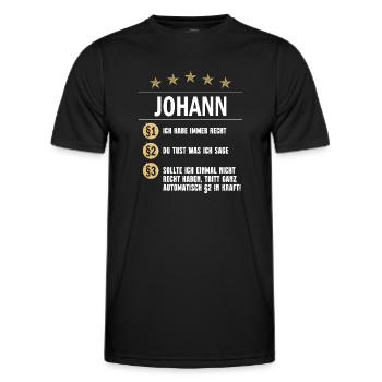 Johann Habe immer Recht Namenstag - Männer Funktions-T-Shirt - Schwarz - Vorne - AI Model Male 178 dark (178cm)