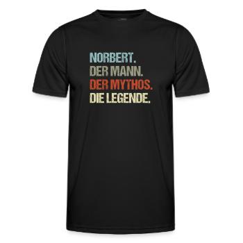 Norbert der Mann der Mythos die Legende - Männer Funktions-T-Shirt - Schwarz - Vorne - AI Model Male 178 dark (178cm)
