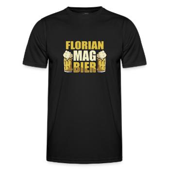 Florian mag Bier Name Geburtstag - Männer Funktions-T-Shirt - Schwarz - Vorne - AI Model Male 178 dark (178cm)