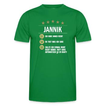 Jannik Habe immer Recht Namenstag - Männer Funktions-T-Shirt - Kelly Green - Vorne - AI Model Male 178 dark (178cm)