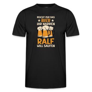 Reicht mir das Bier Ralf Saufen Namen - Männer Funktions-T-Shirt - Schwarz - Vorne - AI Model Male 178 dark (178cm)