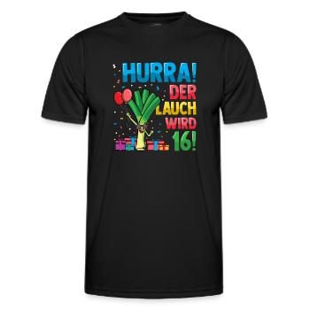 Hurra der Lauch wird 16 - Männer Funktions-T-Shirt - Schwarz - Vorne - AI Model Male 178 dark (178cm)