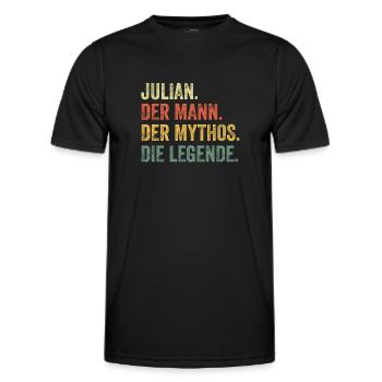 Julian Mann Mythos Legende Vorname Name - Männer Funktions-T-Shirt - Schwarz - Vorne - AI Model Male 178 dark (178cm)