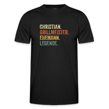 Christian Grillmeister Ehemann Vorname Grillen - Männer Funktions-T-Shirt - Schwarz - Vorne - AI Model Male 178 dark (178cm)