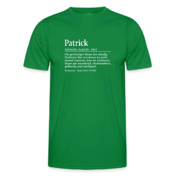 Patrick Definition Namenstag Geburtstag Name - Männer Funktions-T-Shirt - Kelly Green - Vorne - AI Model Male 178 dark (178cm)