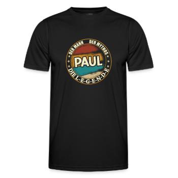 Paul Vorname Name Geburtstag - Männer Funktions-T-Shirt - Schwarz - Vorne - AI Model Male 178 dark (178cm)
