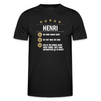 Henri Habe immer Recht Namenstag - Männer Funktions-T-Shirt - Schwarz - Vorne - AI Model Male 178 dark (178cm)