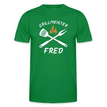 Grillmeister Fred - Männer Funktions-T-Shirt - Kelly Green - Vorne - AI Model Male 178 dark (178cm)