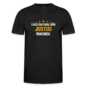 Lass das mal den Justus machen Name - Männer Funktions-T-Shirt - Schwarz - Vorne - AI Model Male 178 dark (178cm)