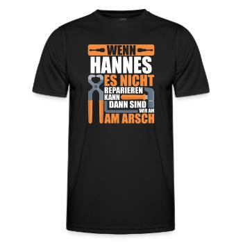 Vorname Hannes Name Geburtstag Geschenk - Männer Funktions-T-Shirt - Schwarz - Vorne - AI Model Male 178 dark (178cm)