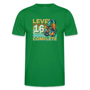 Gaming Geburtstag Level 16 Complete für Gamer. - Männer Funktions-T-Shirt - Kelly Green - Vorne - AI Model Male 178 dark (178cm)