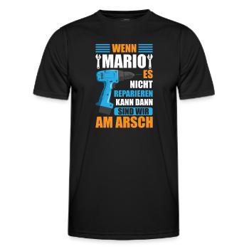 Mario Vorname Name Geburtstag Reparieren - Männer Funktions-T-Shirt - Schwarz - Vorne - AI Model Male 178 dark (178cm)