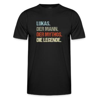 Lukas der Mann der Mythos die Legende - Männer Funktions-T-Shirt - Schwarz - Vorne - AI Model Male 178 dark (178cm)