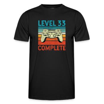 Niveau 33 Terminé - T-shirt sport Homme - noir - Devant - AI Model Male 178 dark (178cm)