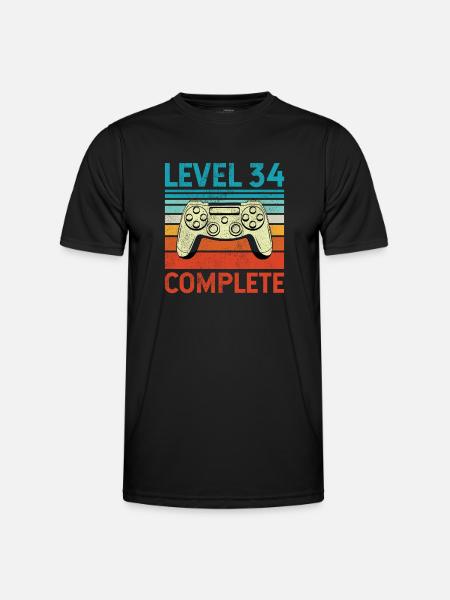 Level 34 Complete - Männer Funktions-T-Shirt - Schwarz
