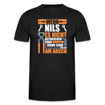 Vorname Nils Name Geburtstag Geschenk - Männer Funktions-T-Shirt - Schwarz - Vorne - AI Model Male 178 dark (178cm)