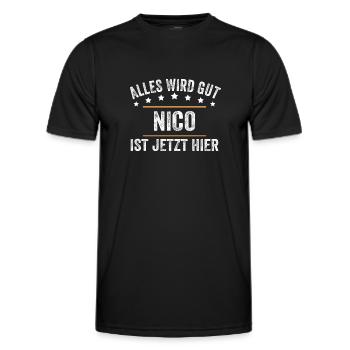 Nico Vorname Name Geburtstag - Männer Funktions-T-Shirt - Schwarz - Vorne - AI Model Male 178 dark (178cm)