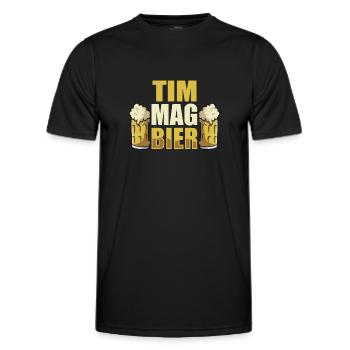 Tim mag Bier Name Geburtstag - Männer Funktions-T-Shirt - Schwarz - Vorne - AI Model Male 178 dark (178cm)
