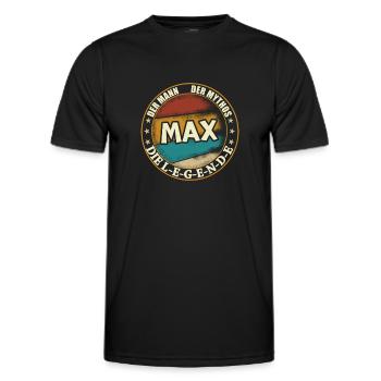 Max Vorname Name Geburtstag - Männer Funktions-T-Shirt - Schwarz - Vorne - AI Model Male 178 dark (178cm)