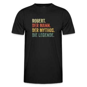 Robert Mann Mythos Legende Vorname Name - Männer Funktions-T-Shirt - Schwarz - Vorne - AI Model Male 178 dark (178cm)