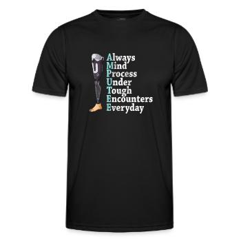 Leg surgery wheelchair lost leg - Men's Functional T-Shirt - black - Front - AI Model Male 178 dark (178cm)