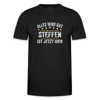 STeffen Vorname Name Geburtstag - Männer Funktions-T-Shirt - Schwarz - Vorne - AI Model Male 178 dark (178cm)