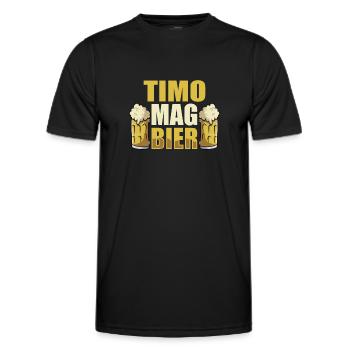 Timo mag Bier Name Geburtstag - Männer Funktions-T-Shirt - Schwarz - Vorne - AI Model Male 178 dark (178cm)