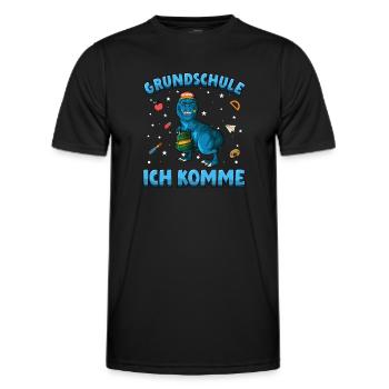 Grundschule ich komme Einschulung Tyrannosaurus - Männer Funktions-T-Shirt - Schwarz - Vorne - AI Model Male 178 dark (178cm)