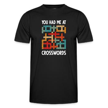 Résoudre des mots croisés - T-shirt sport Homme - noir - Devant - AI Model Male 178 dark (178cm)