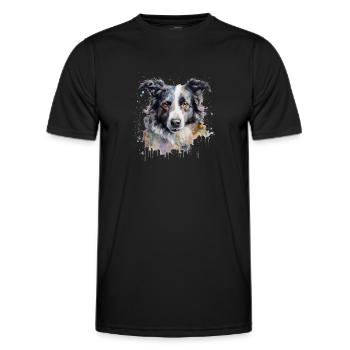 Border Collie - Men's Functional T-Shirt - black - Front - AI Model Male 178 dark (178cm)