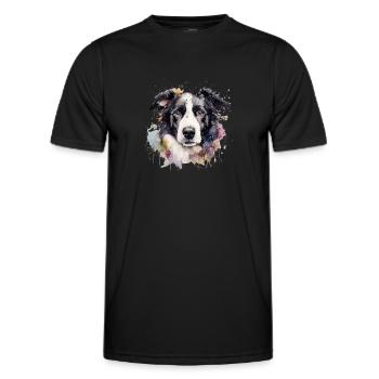 Border Collie - Men's Functional T-Shirt - black - Front - AI Model Male 178 dark (178cm)