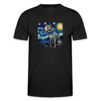 American Staffordshire Terrier Van gogh starry - Men's Functional T-Shirt - black - Front - AI Model Male 178 dark (178cm)