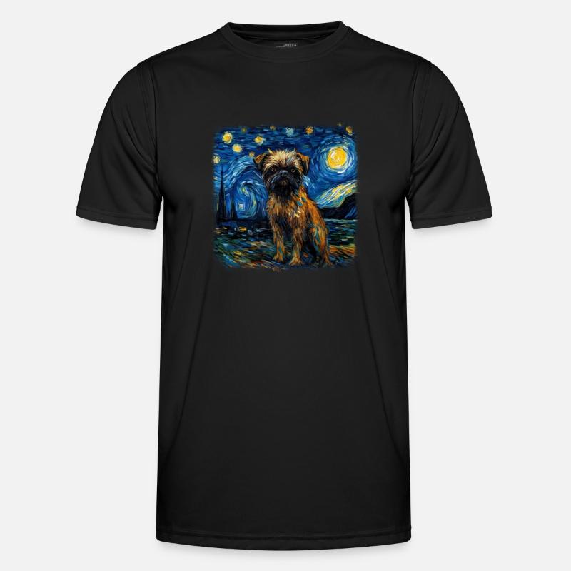 Brussels Griffon Van gogh starry night Männer Funktions-T-Shirt