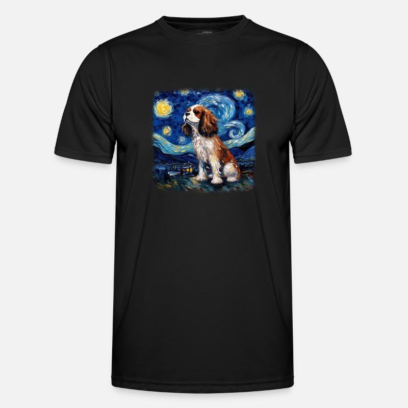 Chavalier King Charles Spaniel Van gogh starry Men's Functional T-Shirt